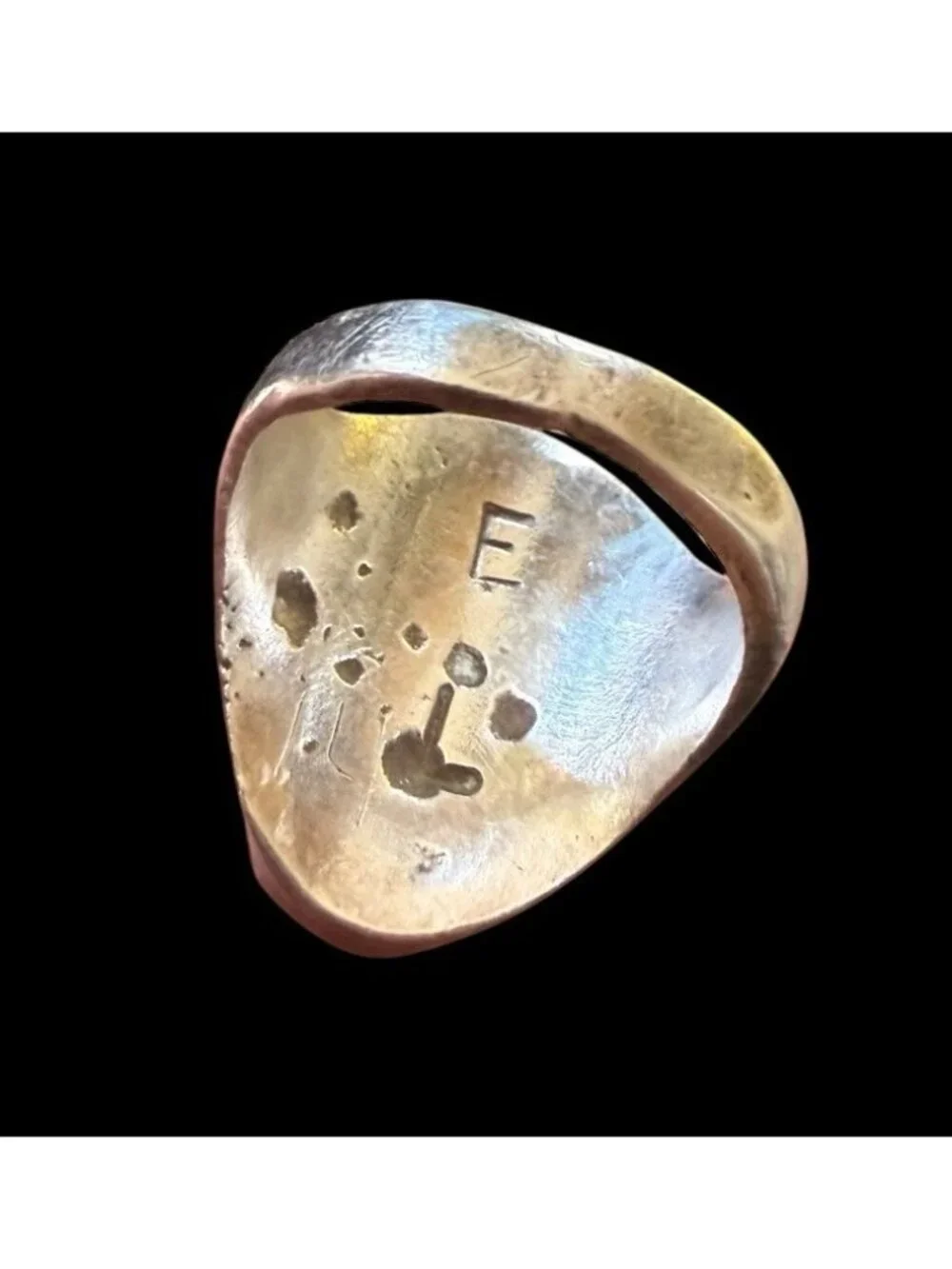 Kenneth Etsitty Navajo Sterling Silver Green Turquoise Ring Two Stone Etched